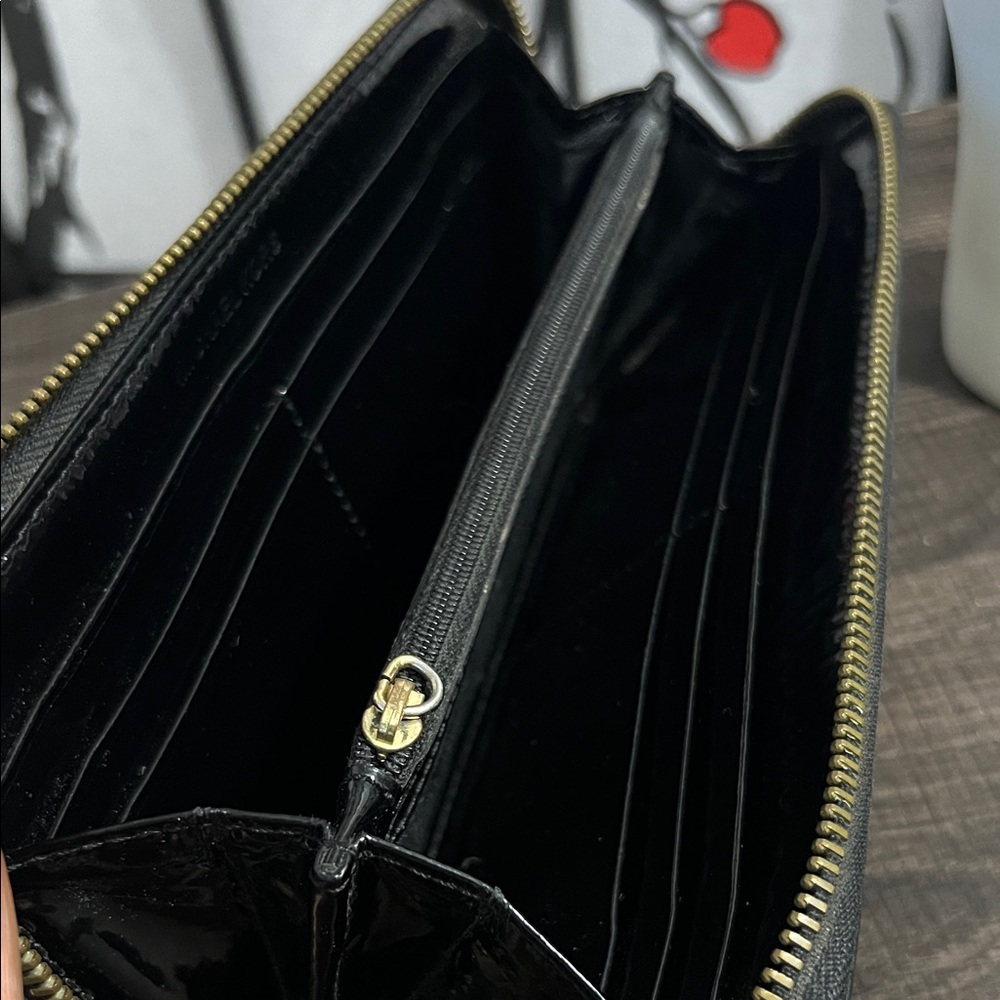 Michael Kors Black Snake-Embossed Zip-Around Wallet with Gold Plaque - Picture 8 of 10